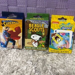 Nickelodeon SpongeBob, Peanuts, DC Superman decks of Playing Cards (1 deck)